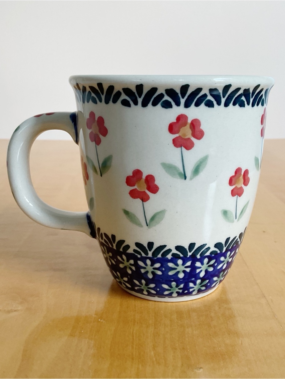 Ceramika z Bolesławca Polish Pottery Floral Mug Handmade Poland 10 oz